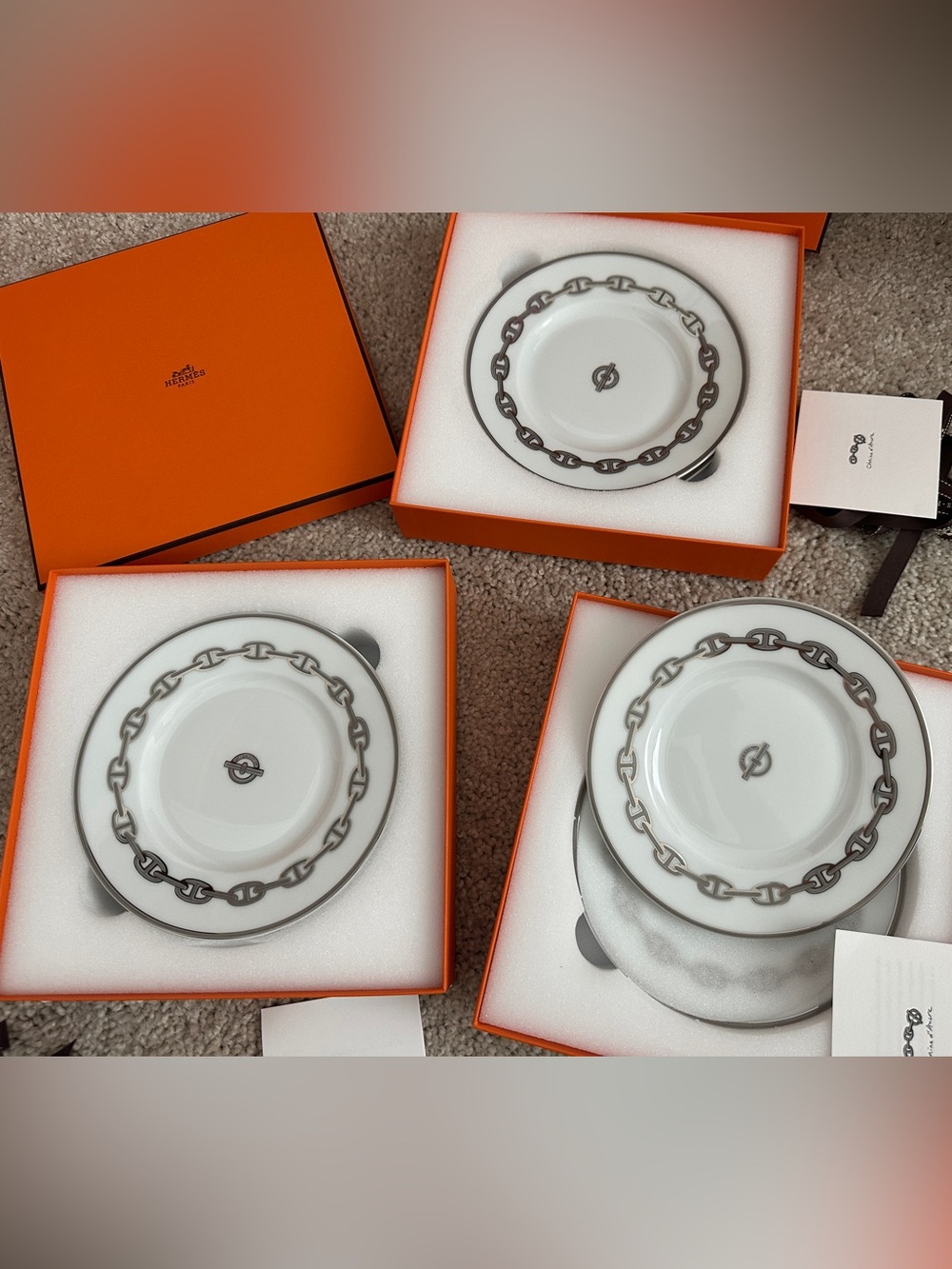 Hermes Chaine d'Ancre Platinum Bread and Butter Plates Bundle